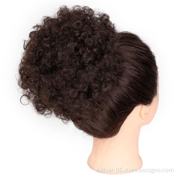 Aisi Hair Women's Synthetic Puff Afro Short Curly Hair Chignon For Black Women Color 4# Kinky Curly Hair Bun Ponytail